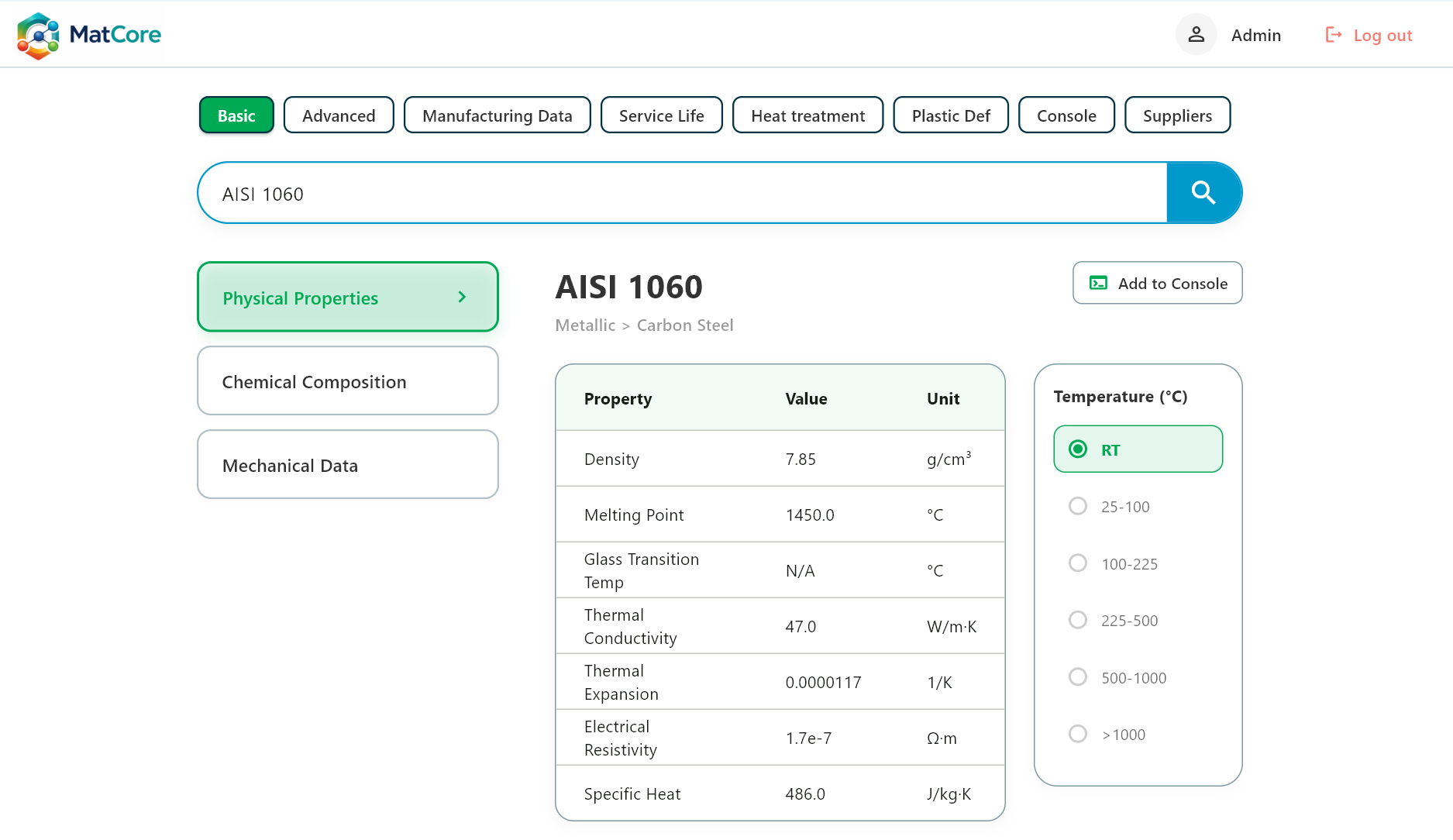 MatCore Dashboard